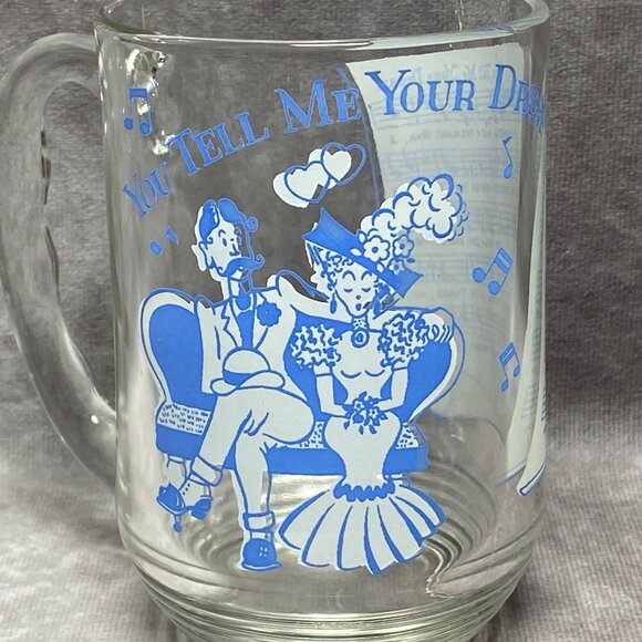 Hazel Atlas Big Top Peanut Butter Glass "You Tell Me Your Dream" Song Lyrics Mug - Picture 2 of 8